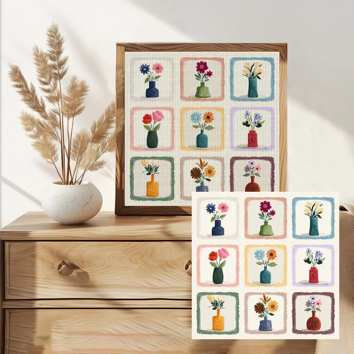 1 Stück 30X30CM/11,8 Zoll Blumenmuster Kreuzstich-Set DIY-Kit 11/14/16CT DIY Stickerei-Set DIY Kreuzstich-Set Zubehör – Detail 2