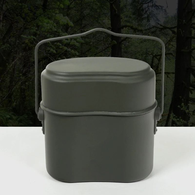 3-in-1 German-style Bento Lunch Box Portable Camping Military Training Double-layer Individual Outdoor Marching Tableware Set