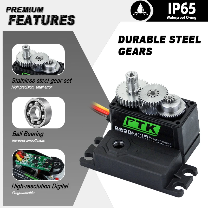 PTK 서보 메탈 기어 20Kg 30Kg 35Kg 40Kg 고속 서보 디지털 서보 고정 날개 서보 1/8 1/10 RC 자동차 프로그래밍 가능 서보
