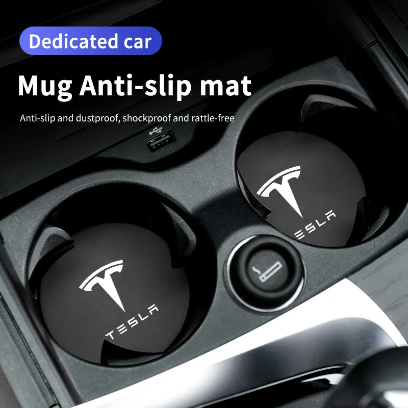 2pcs Car Cup Mat Non-Slip Heat Resistance Waterproof Bottle Pad For Tesla Model Y 3 S X Roadster Bonina