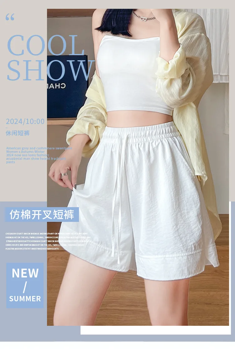 Gray Ice Silk Shorts for Women in Spring and Summer 2025 New Style for Wear American Casual Sports Quick-drying Pants