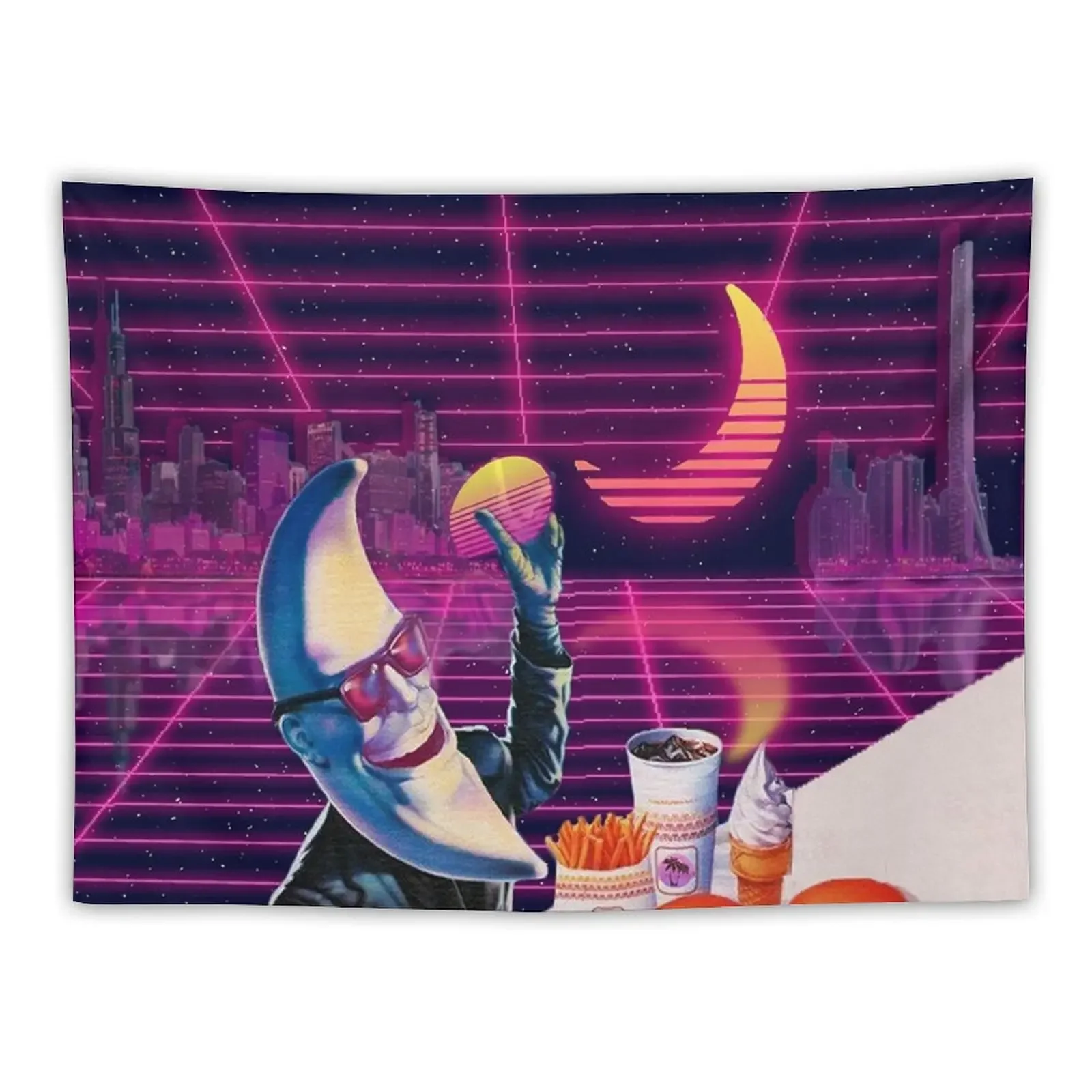 

Moonday Night 80s Retro Aesthetic Vaporwave Tapestry Decoration Wall Decorations For Room Home Decorations Tapestry