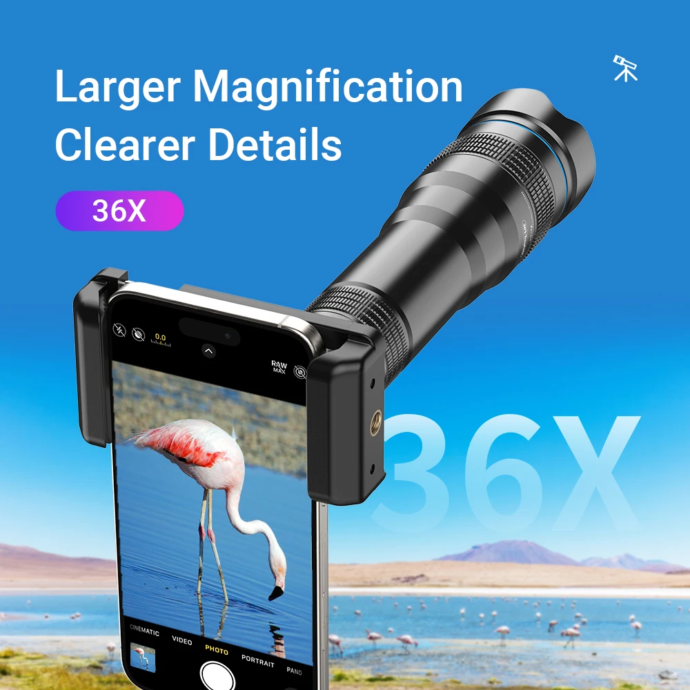 

Телеобъектив APEXEL Metal 36x для iPhone и смартфонов Xiaomi: профессиональный телезум-объектив для наблюдения за птицами и охоты