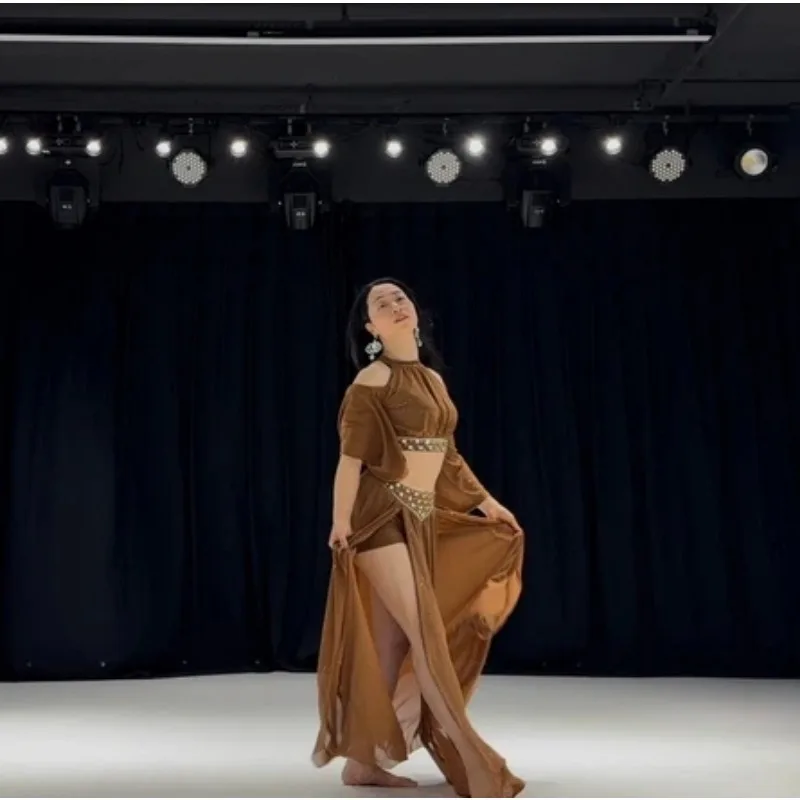 Traje de danza del vientre para mujer Otoño/Invierno danza Oriental hecho a mano diamante práctica clase disfraz conjunto de actuación en escenario