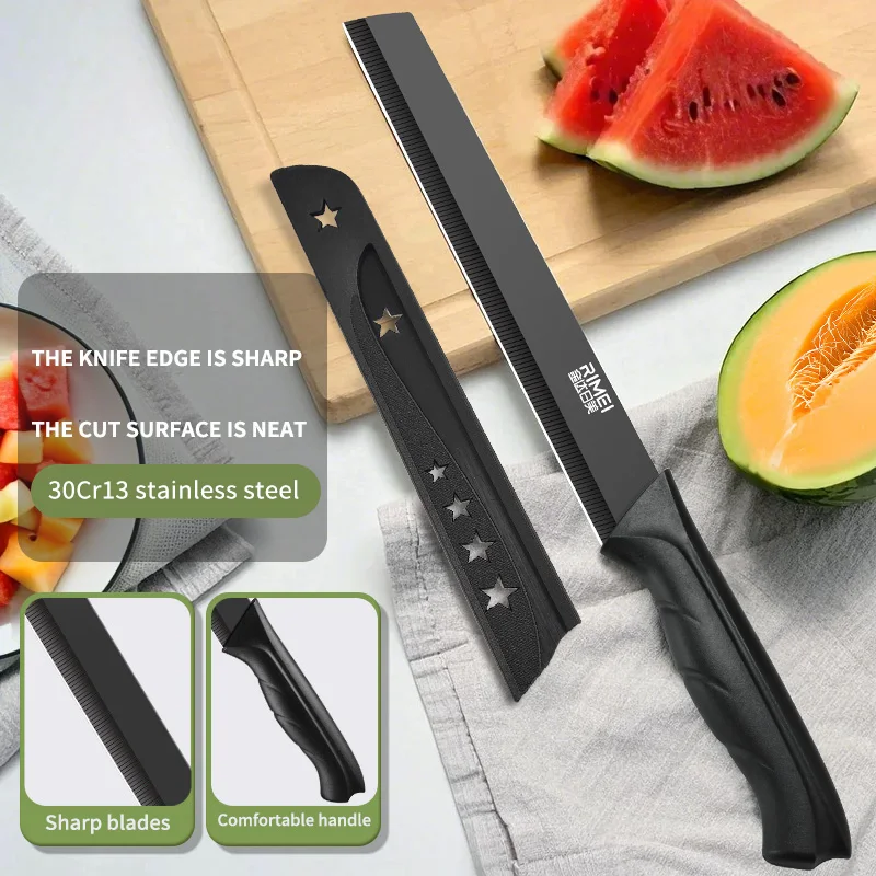 سكين فواكه كبير ممتد متعدد الأغراض قطاعة فواكه وبطيخ سكين بطيخ تجاري كبير الحجم مقبض مريح مضاد للانزلاق