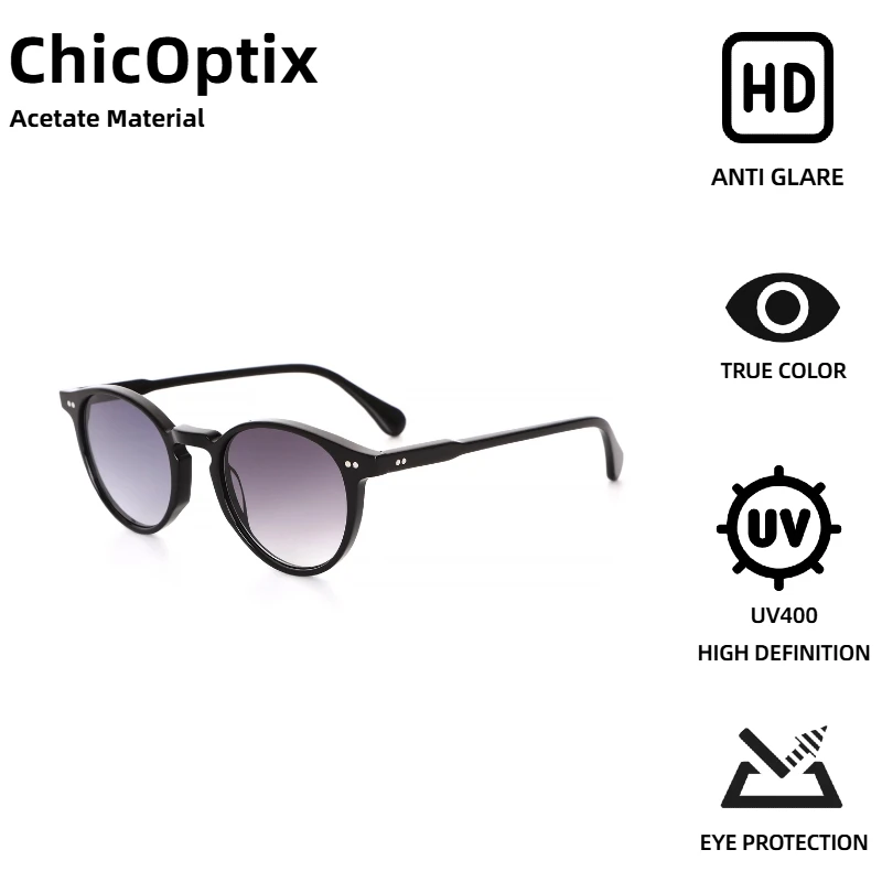 

ChicOptix модные винтажные женские солнцезащитные очки с заклепками, мужские ацетатные солнцезащитные очки UV400 Lunettes De Soleil, нейлоновые цветные линзы