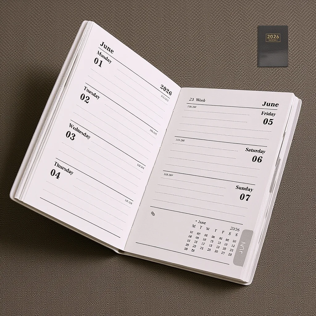 

2026 Mini A7 Daily Planner Compact Pocket Calendar PU Cover Monthly Weekly Schedule Organizer Calendar Planner