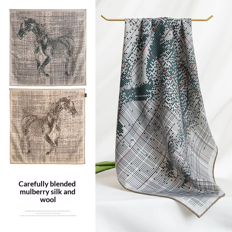 

Шелковый шарф, шерстяная легкая роскошная теплая шаль, женская, весна-лето 2025, новая, тонкая и легкая, двусторонняя, 65 см²