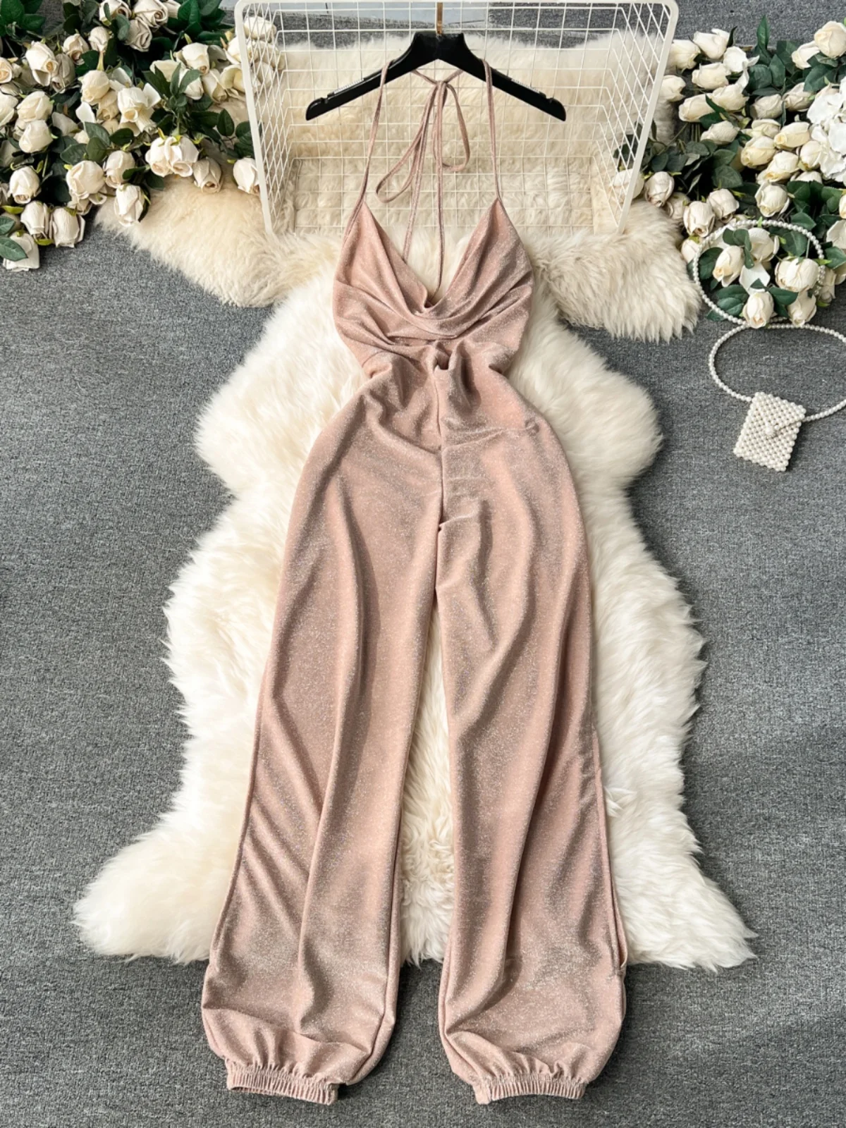 iny Tead Pantaloni lunghi monopezzo Bal Ne Hanging da donna a vita alta per pendolari Pantaloni a gamba dritta a figura intera Coll invernale...