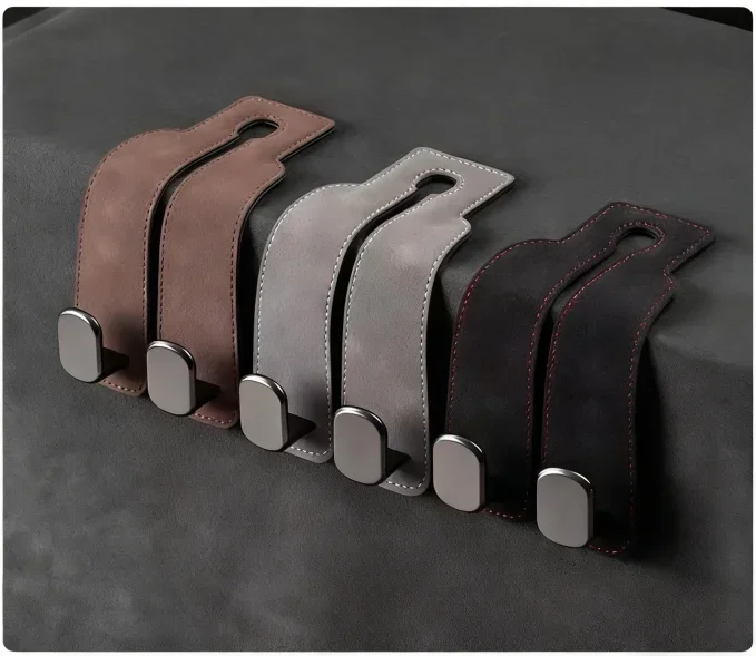 Car rear seat double hooks, concealed multi-function car storage for passenger seat bags and storage