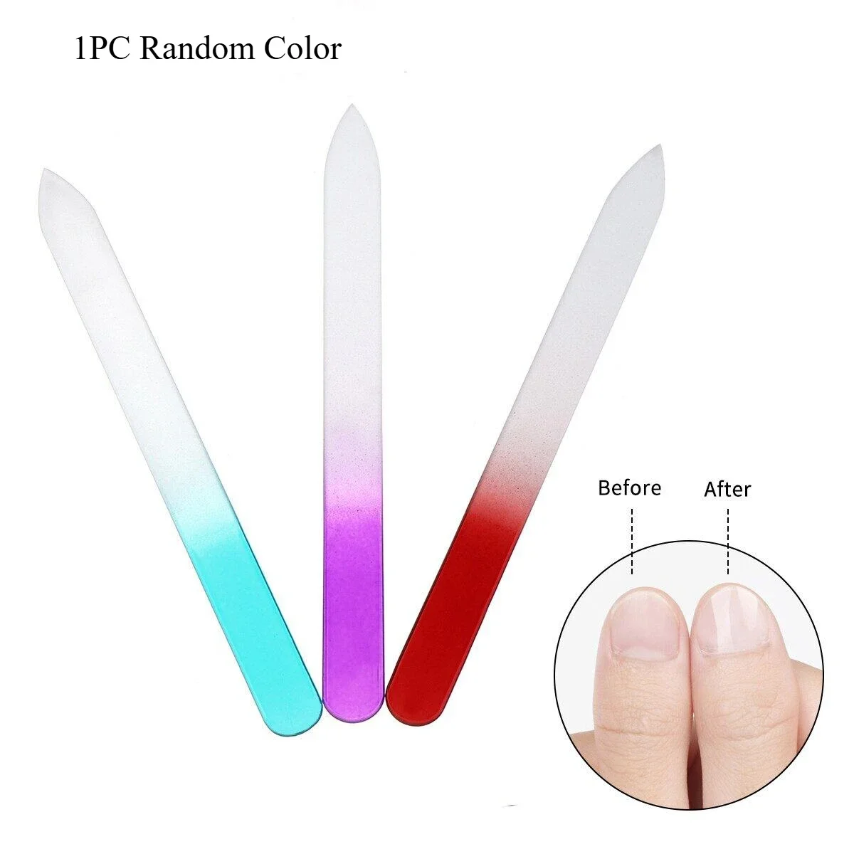 

1PC Professional Crystal Glass Nail Files Fahsion Gel Nail File Frosted Polishing Manicure Tools Random Color