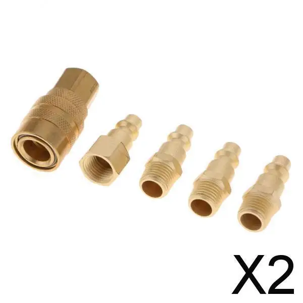 

2x5 Pieces 1/4" NPT Air Tool Couplers With Adapter Quick Release Fittings