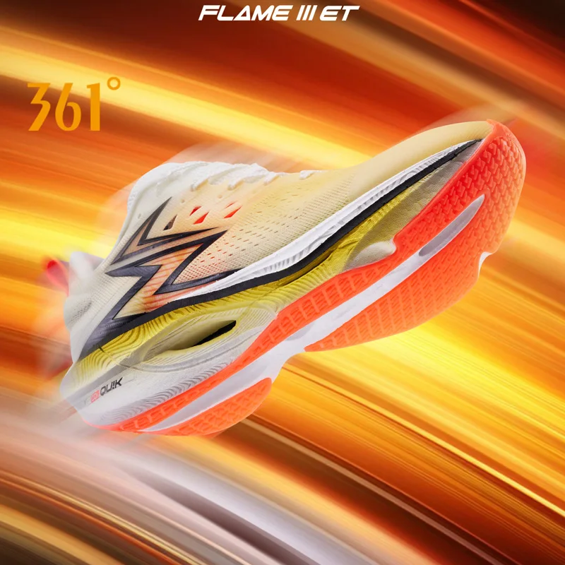 361 Degrees Flame 3.0 ET Men Running Shoes Racing Marathon Breathable Comfort Stable Rebound Jogging Male Sneakers 672512226F