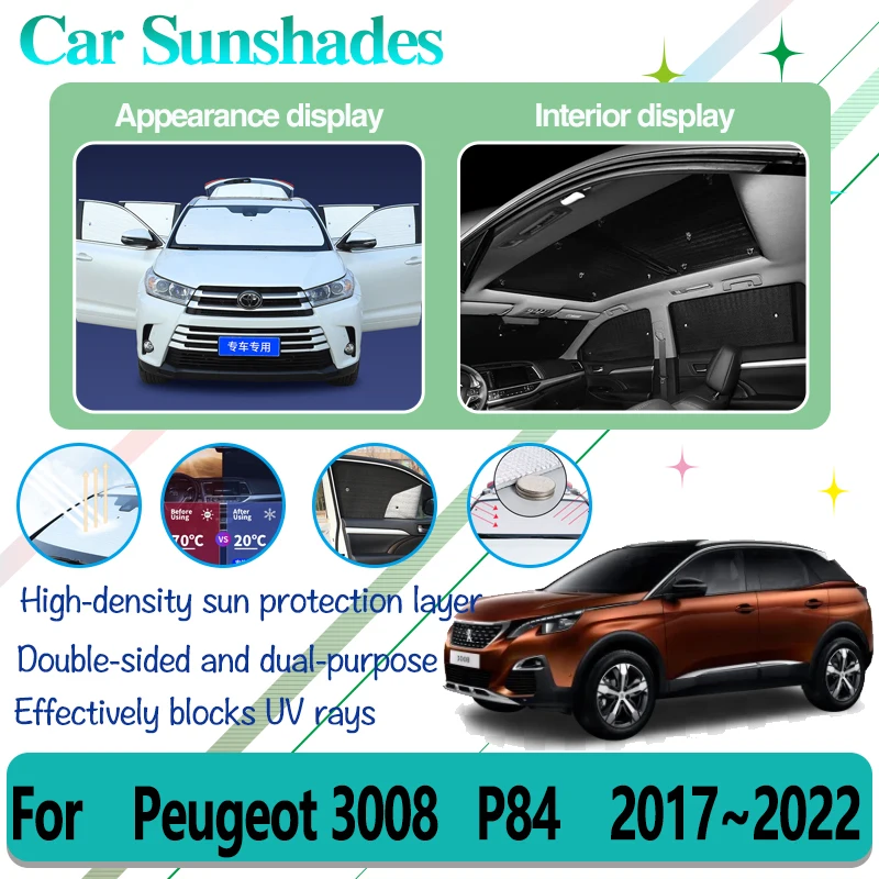 

For Peugeot 3008 Accessories MK2 P84 2017~2022 Anti-UV Car Full Sun Visors Window Shading Sun Protector Covers Car Accessories