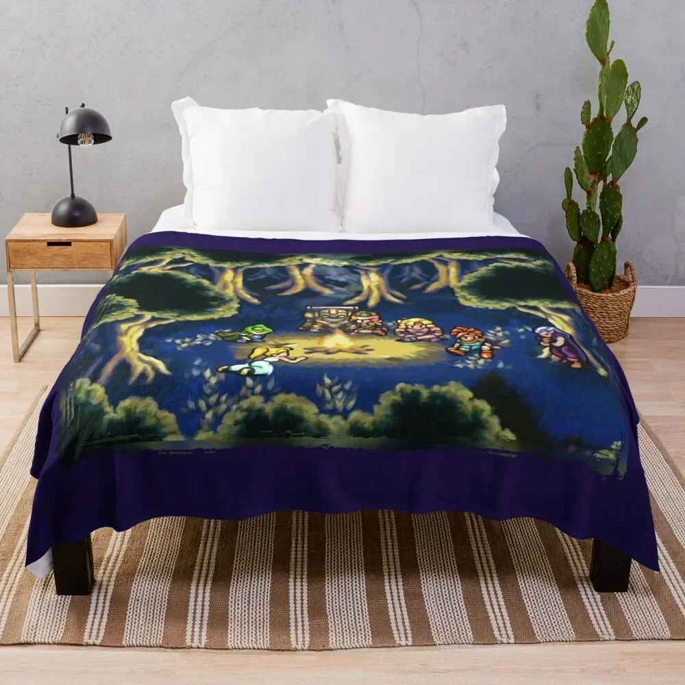 

Chrono Trigger Camping Scene Throw Blanket Soft Comfort Blanket for Reading Watching TV