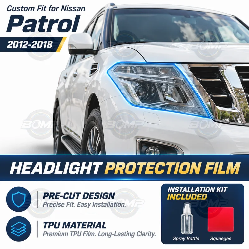For Nissan Patrol Y62 2012-2018 TPU Car Headlight Protective Film Transparent Black Headlamp Restoration Sticker
