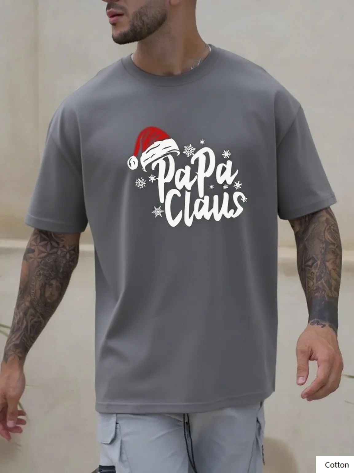 تي شيرت رجالي مطبوع من القطن بتصميم بابا كلوز وعناصر عيد الميلاد رائع لموسم العطلة وعرض الروح الاحتفالية #5