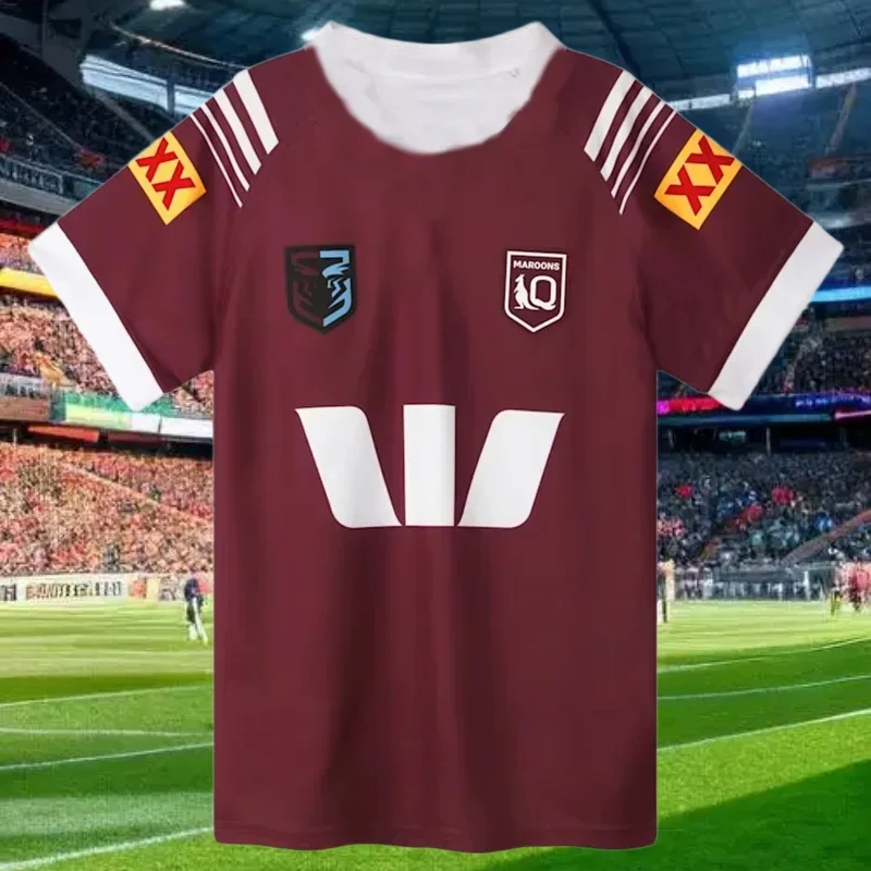 Pakaian Jersey Baru 2425 Kaus Pria Seragam Latihan Rugbi NRL Ukuran Besar Kaus Jersey Lengan Pendek Kualitas Tinggi