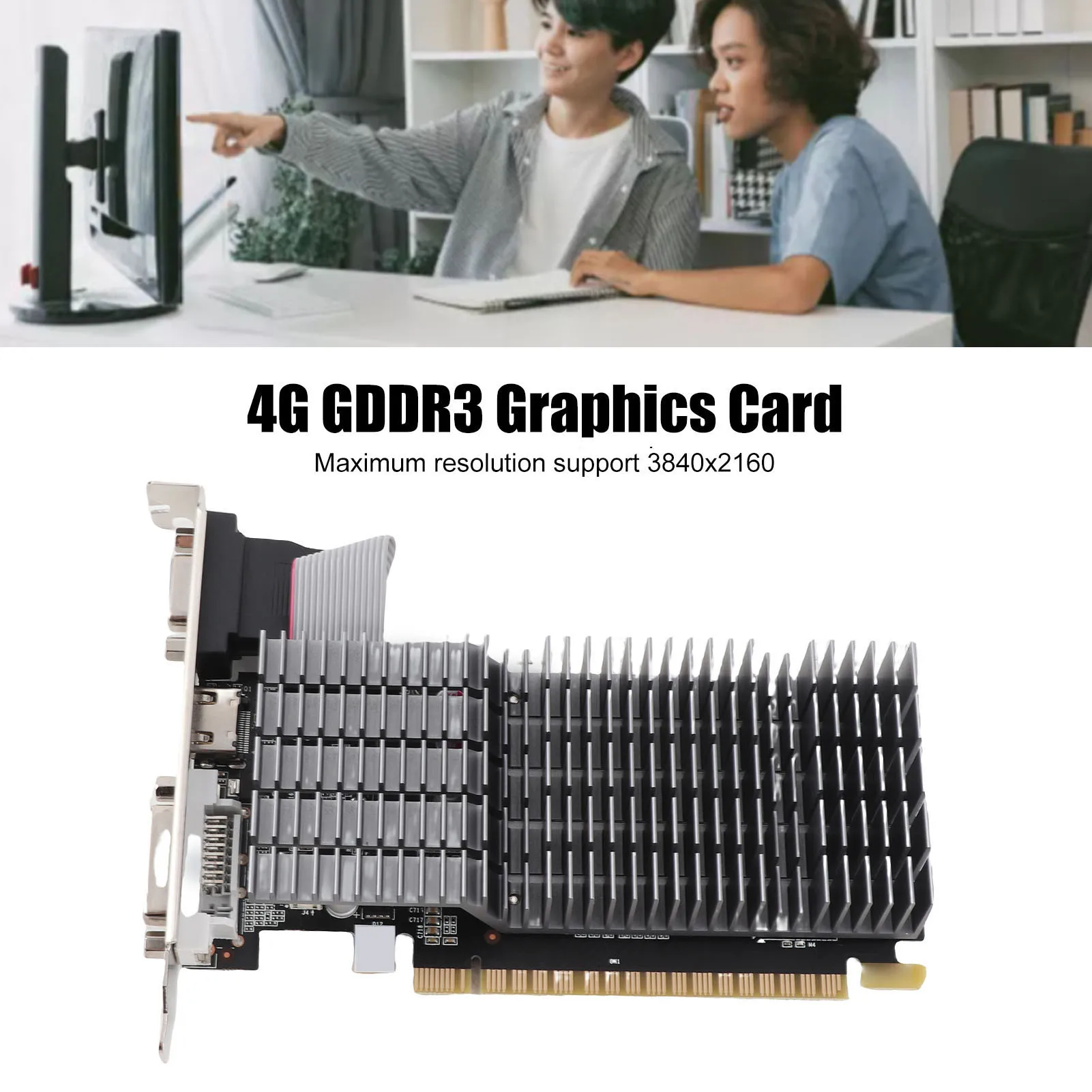 

Graphics Card PCI Express X16 2.0 Quiet HD Multimedia Interface Computer Graphics Card GT710 4G GDDR3 for Desktop PC
