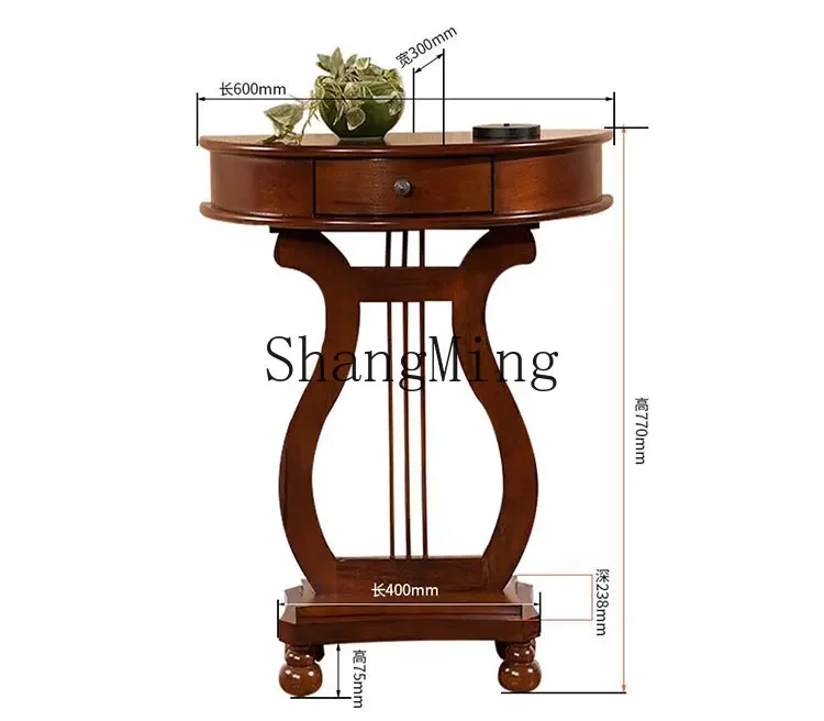 SM غرفة المعيشة المنزلي نصف دائري خزانة جانبية الممر طاولة مزخرفة خشب متين خزانة الشرفة غرفة نوم ضد الحائط #4