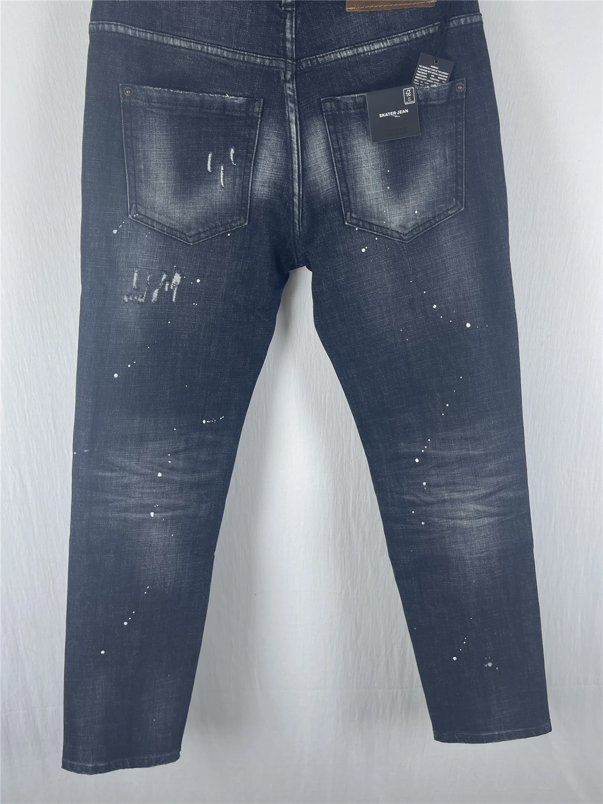 

6061, новые мужские джинсы, модные тонкие дырки, нашивка, краска, сломанные чернильные ноги, черные мужские джинсы