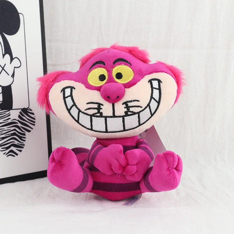 2개/세트 디즈니 이상한 나라의 앨리스 체셔 고양이 플러시 키체인 장난감 귀여운 펜던트 가방용 부드러운 열쇠고리 여성 생일 선물