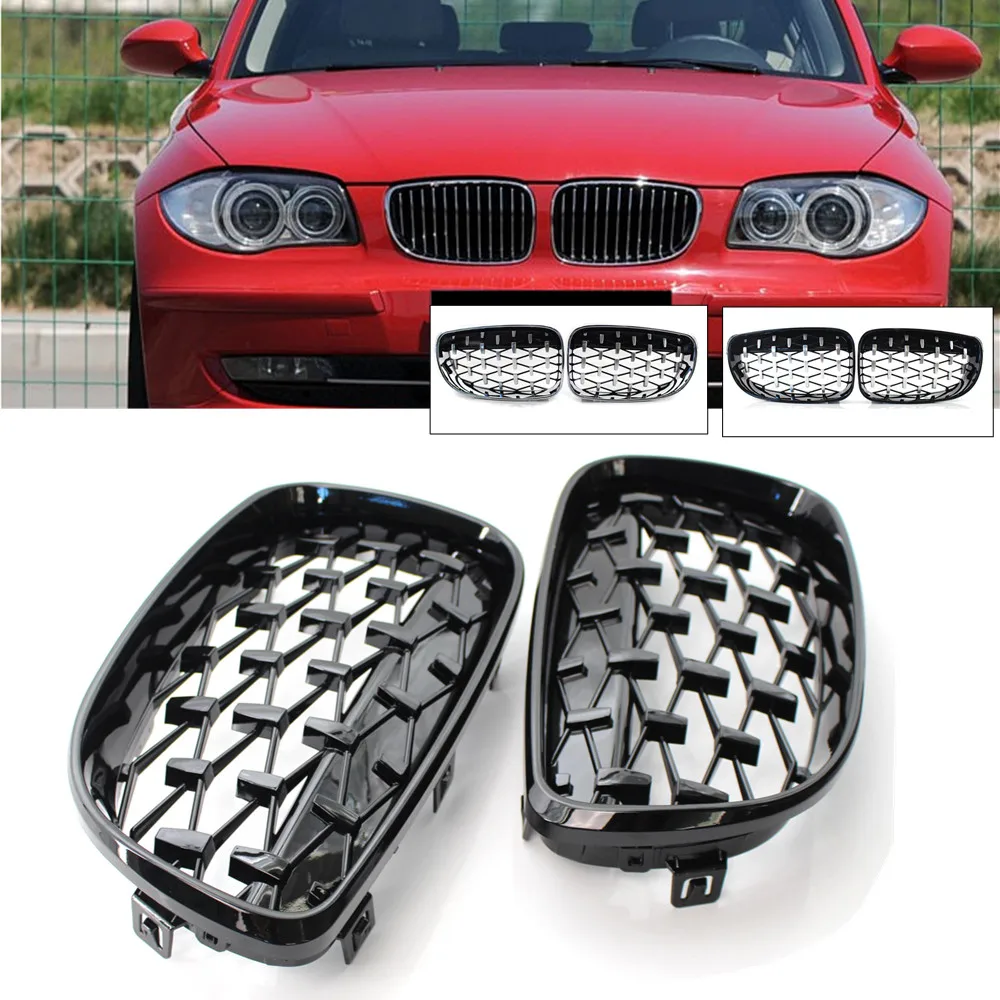 

2 шт. для BMW 1 серии E87 E81 E82 E88 2008-2011, левая и правая ромбовидная решетка, автомобильная решетка, передний бампер, решетка почек, детали ABS