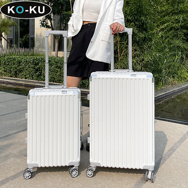 KO-KU Luggage Travel 20 inch Cabin Aluminium Frame Large Capacity Silent Universal Wheel 22/24/26 inch Combination Lock Suitcase