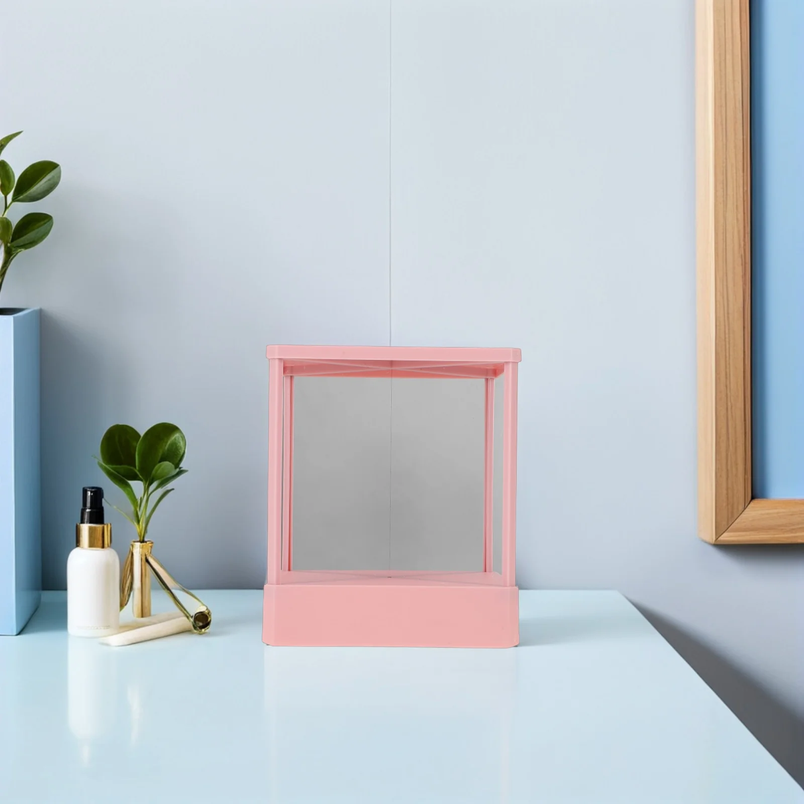 

Non Reversing Makeup Mirror Pink Hd Clarity Undistorted Visuals Professional Beauty Salon Vanity Inverted Mirror