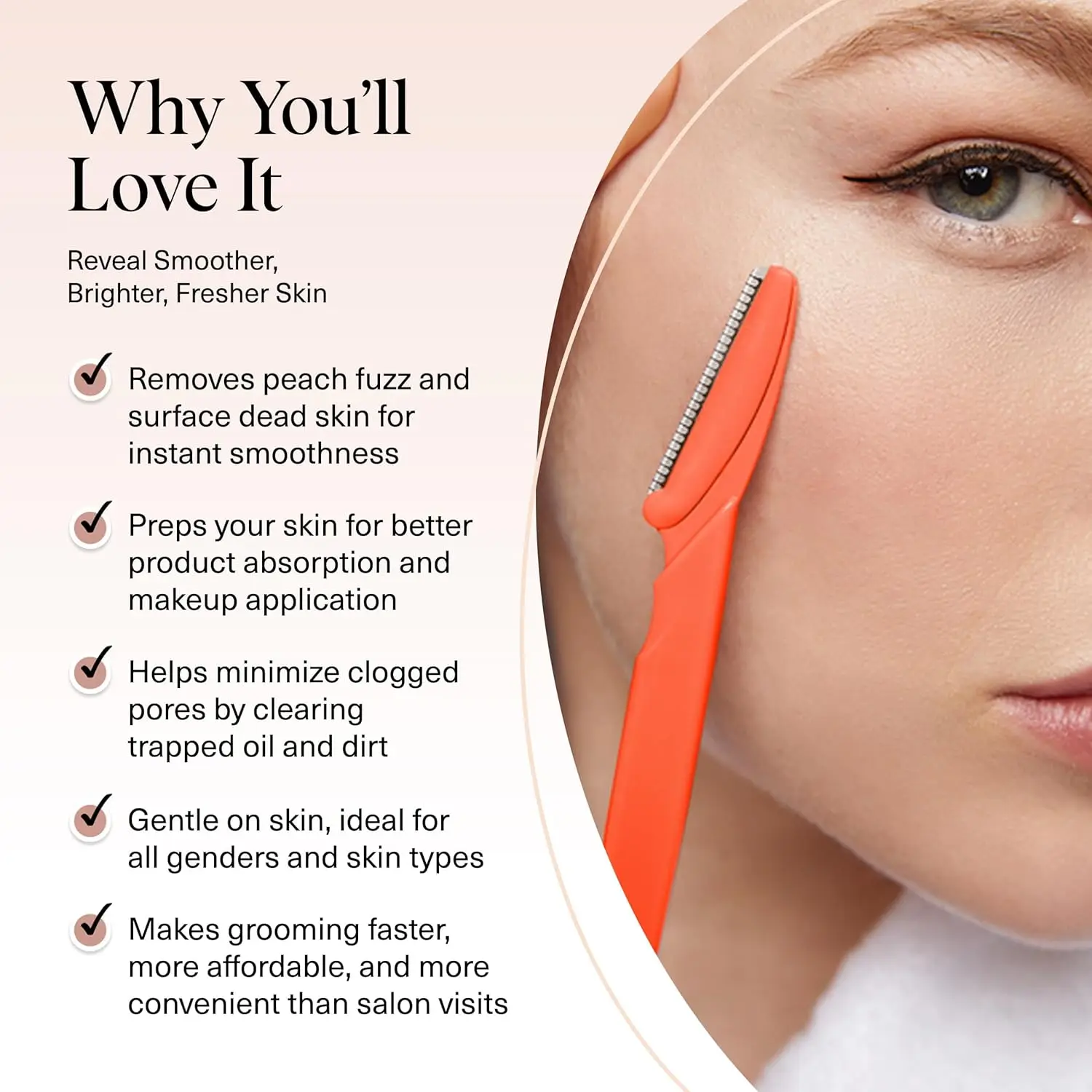 Dermaplane Razor for Women Face - Facial Hair Remover & Eyebrow Trimmer - Exfoliating Skin Care Tool for Smoother Complexion view 3
