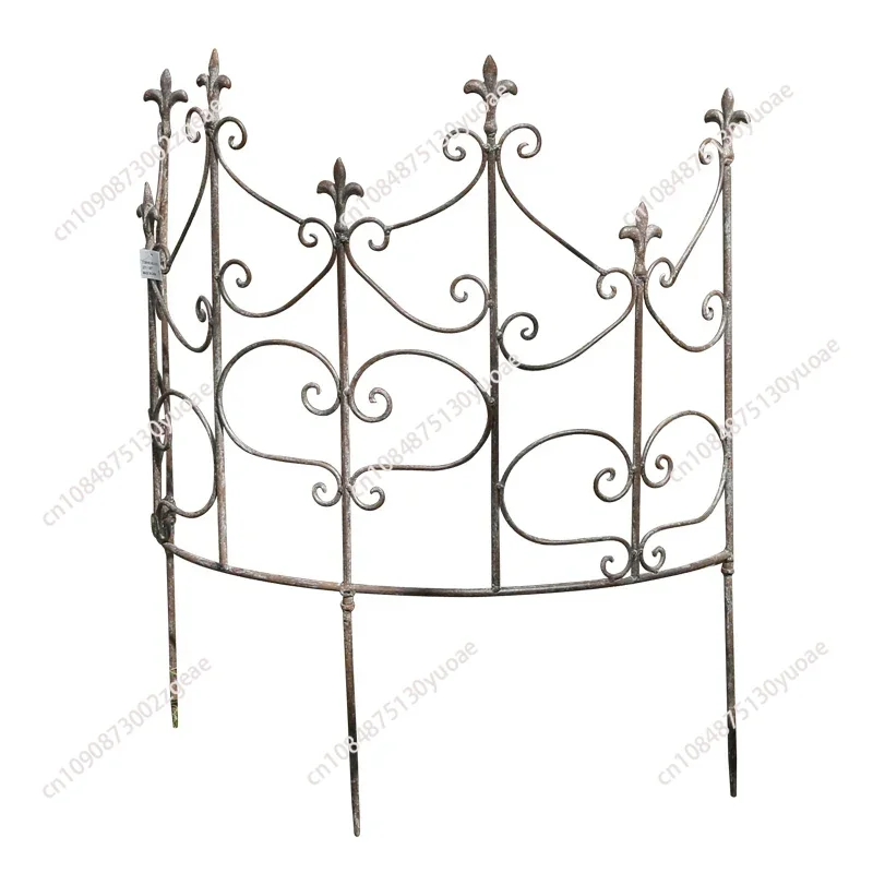 Vintage Iron Fence Holder Courtyard Semi-circular Fence Partition Clematis Climbing Rattan Frame Garden Old Plant Support Rack