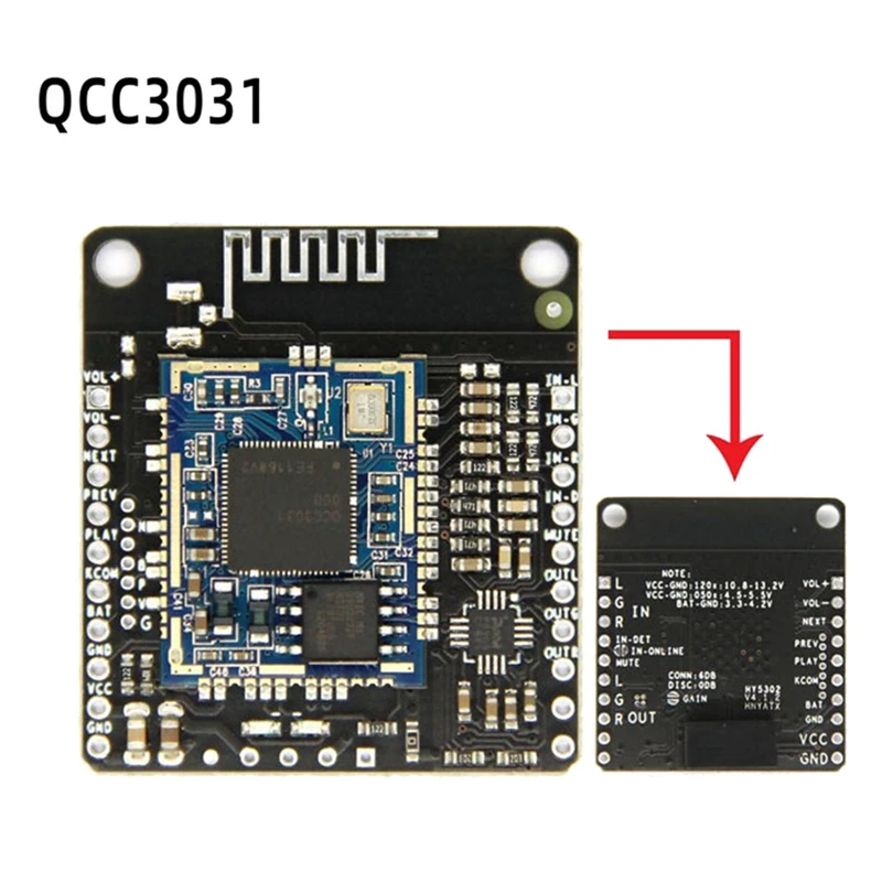 QCC3031 APTXHD Module Audio Input Lossless Receiver Board For BT Headset NO DC 3.3-4.2V