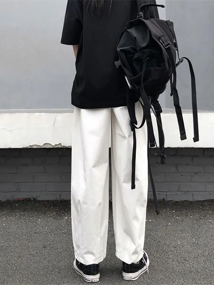Frühling Sommer Weiß Baumwolle Baggy Hosen Männer Y2k Gerade Casual Hosen Lose Breite bein Cargo Hosen Männliche Koreanische Mode – Detail 5