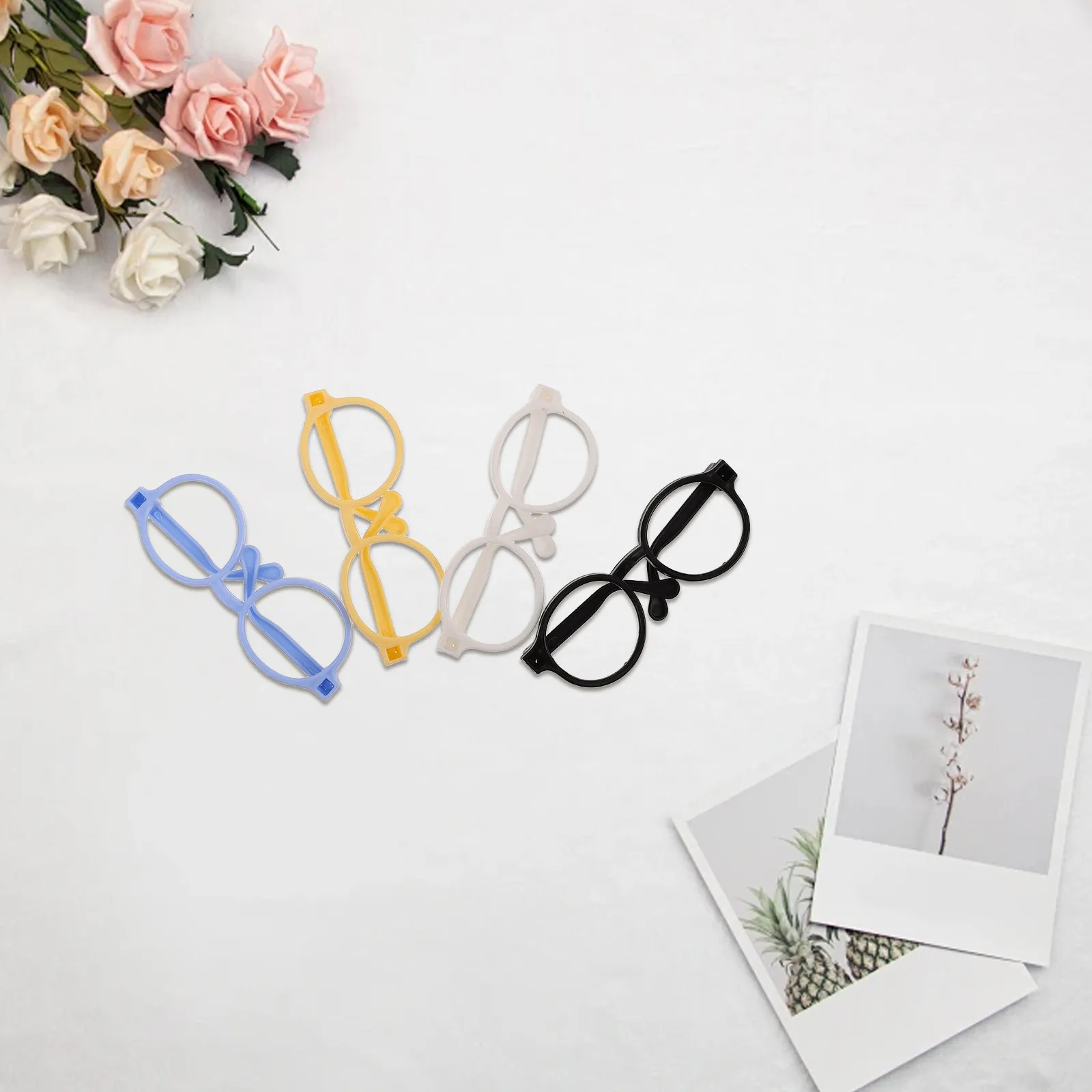 4Pcs Cotton Accessories Mini Glasses Frames Stylish Eyewear for Dress Up Baby DIY Reborn Eyeglasses Frames Accessories view 3