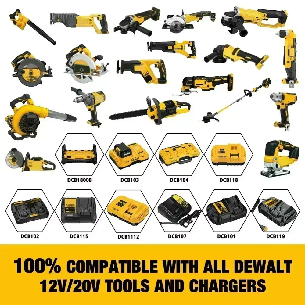 100% новый продукт для аккумулятора для электроинструмента Dewalt, 12000 мАч, 20 В, 12,0 Ач, DCB206, 20 В, DCB205, DCB204-2, DCB2001