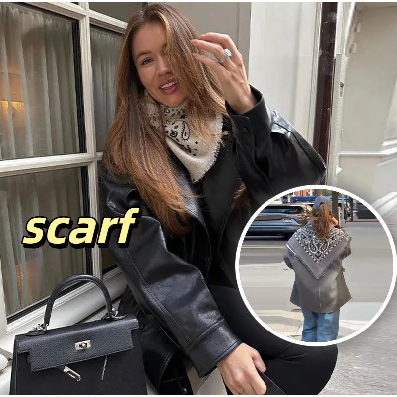 

Fashion Knitted Print Square Scarf Women Commute Tassel Lightweight Soft Shawl Neckwear Female 2026 Casual Accessory Lady