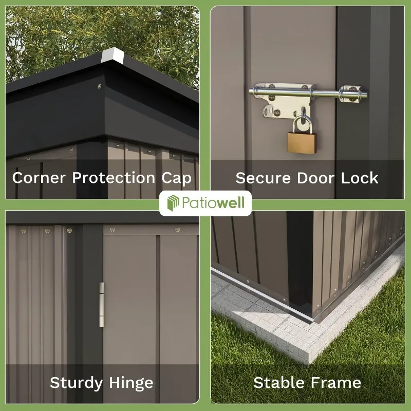 5x3 FT Outdoor Storage Shed, Tool Shed With Sloping Roof And Lockable Door, Metal Shed For Backyard Garden Patio Lawn