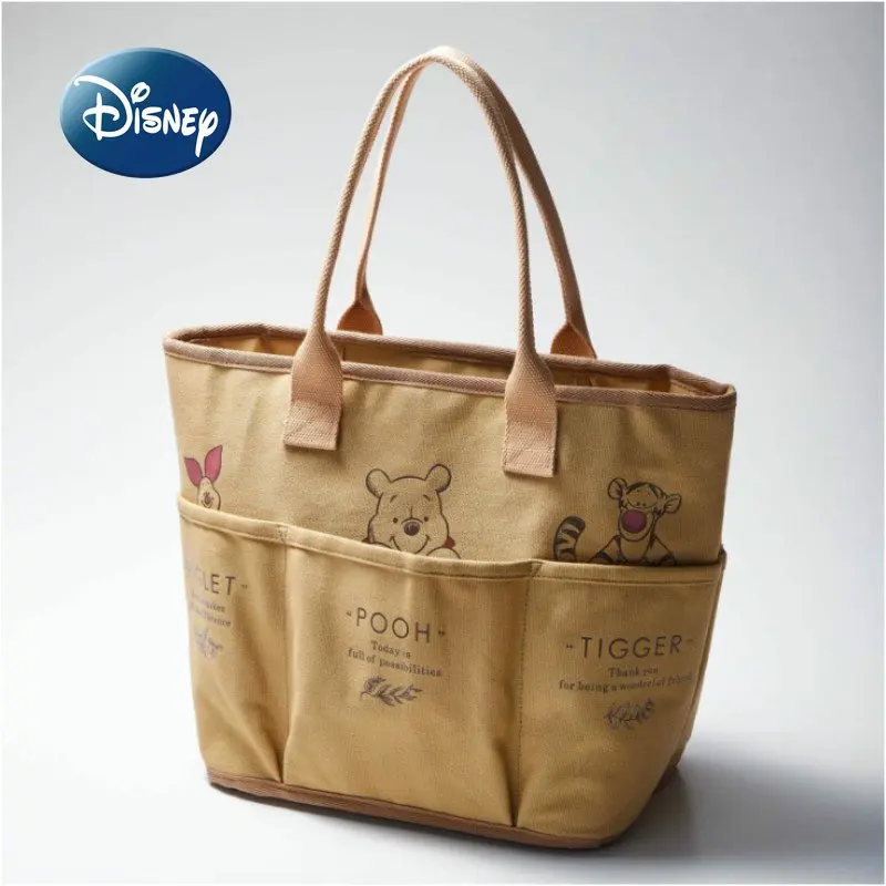 Disney Winnie Bear New Women's Handbag Luxury Brand Cartoon Women's Bag Large Capacity High Quality Fashion Canvas Tote Bag