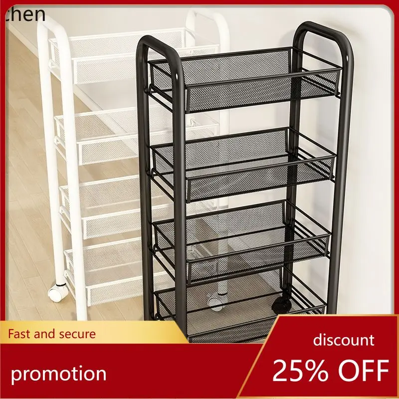 YFY multi-tier mobile kitchen storage rack - snack cart, rolling organizer, floor storage shelf