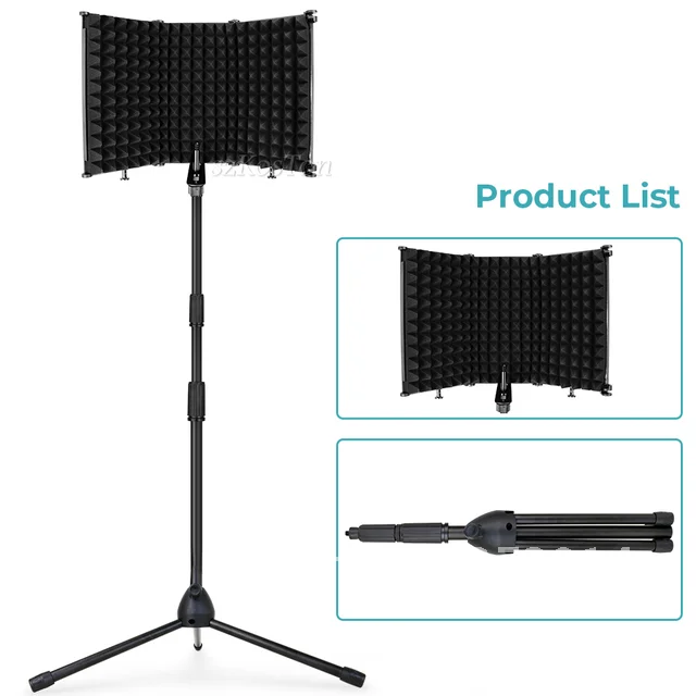 Studio Professional Microphone Pop Filter with Foldable Tripod Wind Screen Isolation Shield for bm800 Microphone Recording Foam