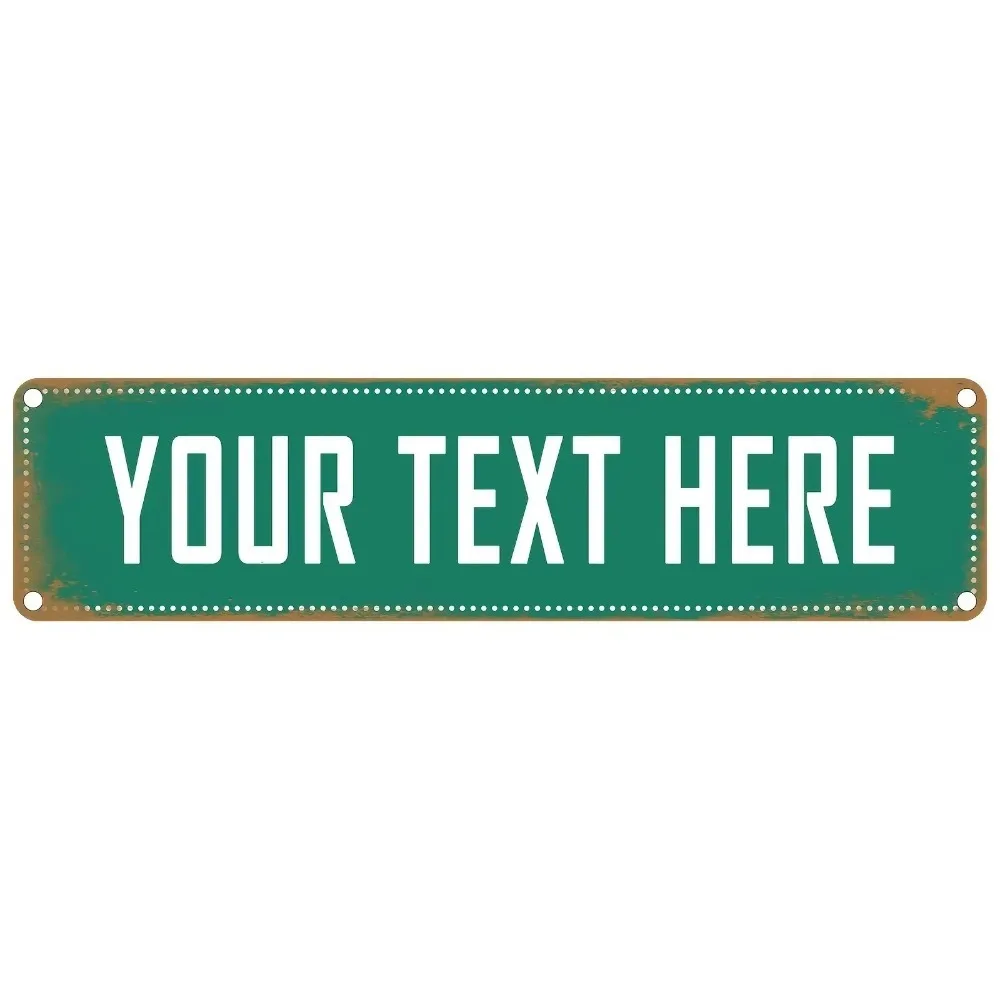 CIFbuy 40x10cm Weathered Rust Green Rivet Aluminum Sign, Personalized Custom Text Wall Plaque, Waterproof Pub Wall Decor
