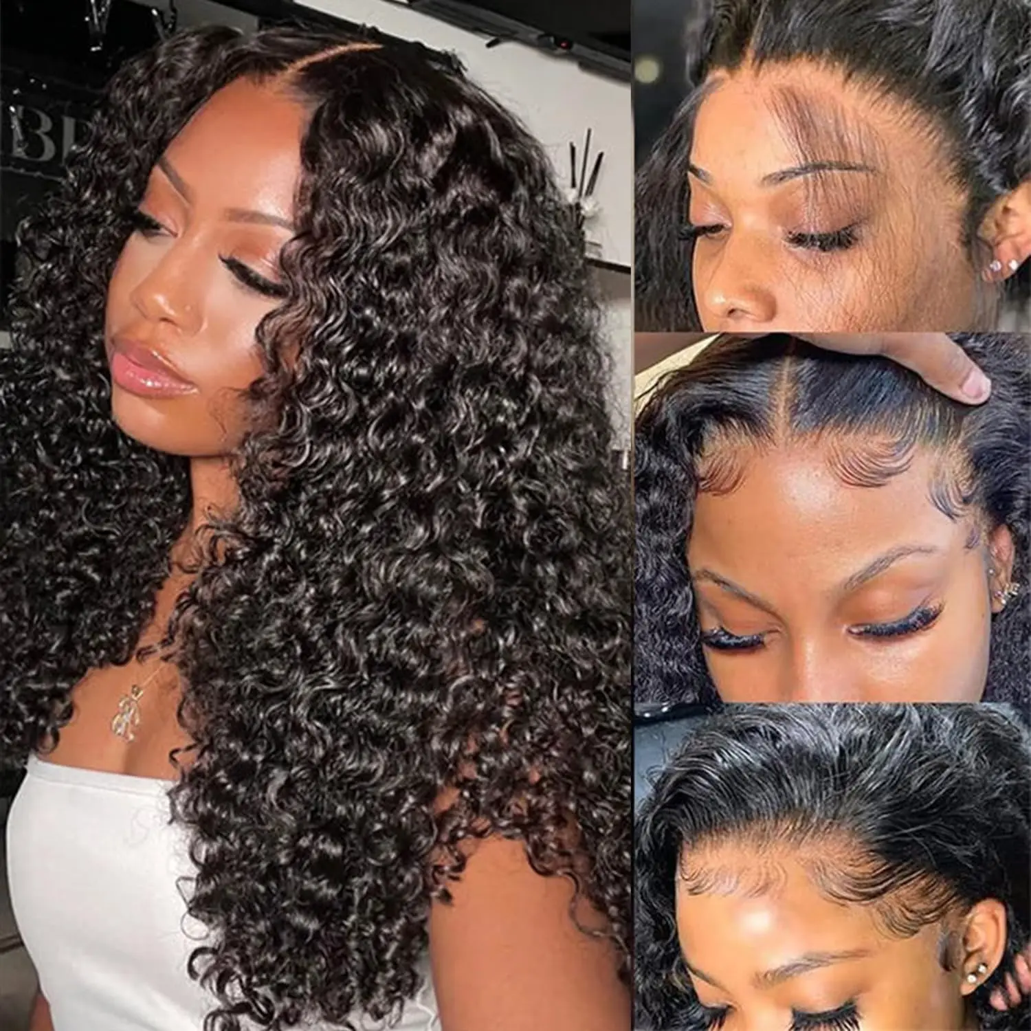 Deep Wave Lace Front Wig 200% Human Hair Pre Plucked 13x4 HD Lace Front 18-36inch Brazilian Curly Human Hair Wigs