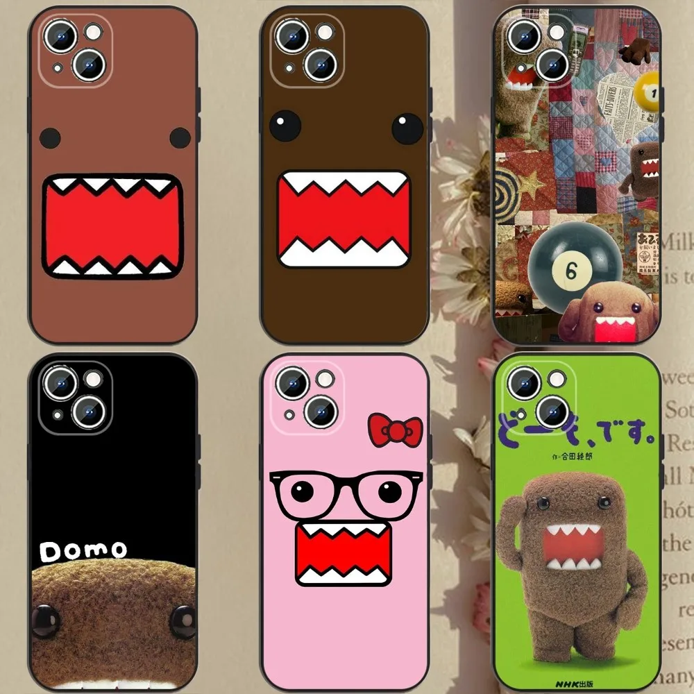 Cute Domo-kun Phone Case Phone Case For Apple iPhone 15,14,13,12,11,XS,XR,X,8,7,Pro,Max,Plus,mini Silicone Black Cover