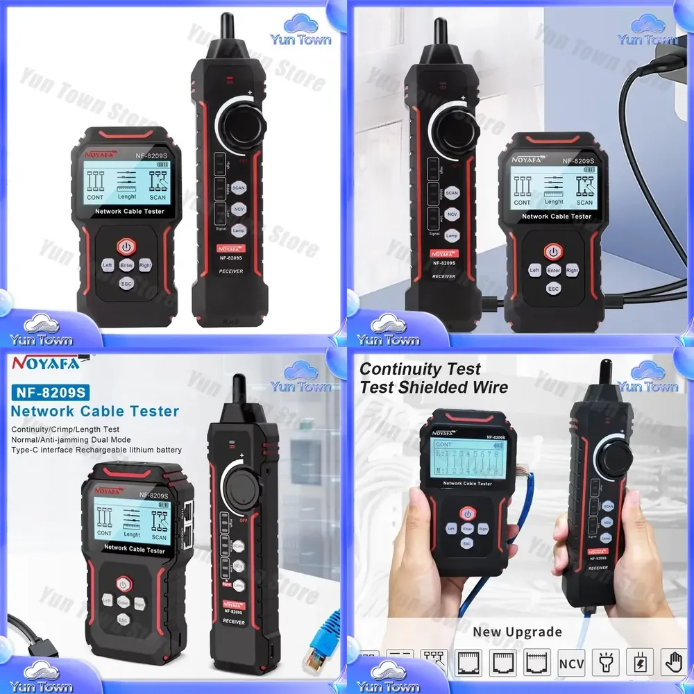 NOYAFA NF-8209S for Network Cable Tester for LAN Cable Tracker for Wiremap Tester for Length Measurement Tool with LCD