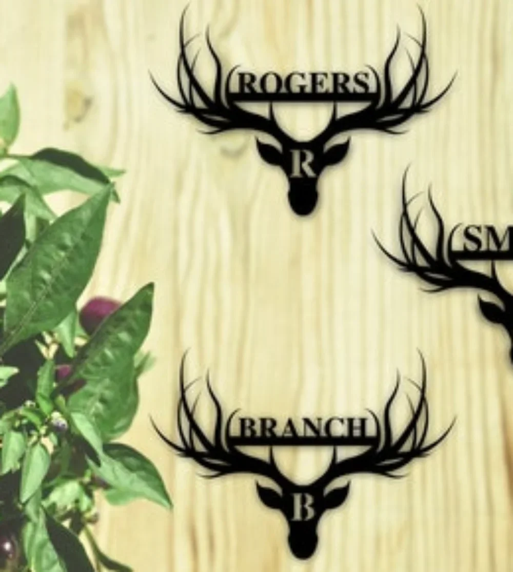Personalized Deer Name Sign Metal Antler Wall Decor Hunting Present Man Gift Family Hunter Valentines Camp Souvenir Sign
