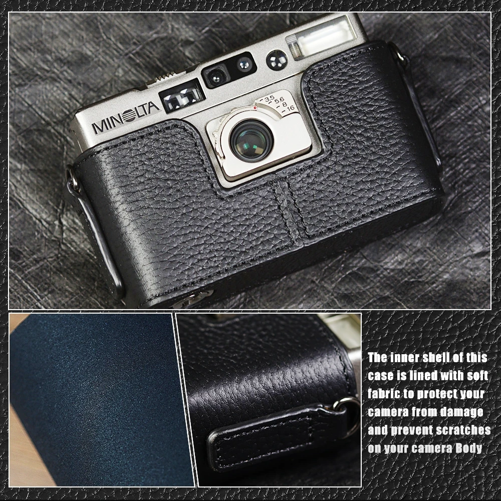 Für Minolta TC1 Fall Kamera tasche Leder Kamera Halb Fall Kamera Echtes Leder Tasche X370/X700 Fall Fotografie Zubehör
