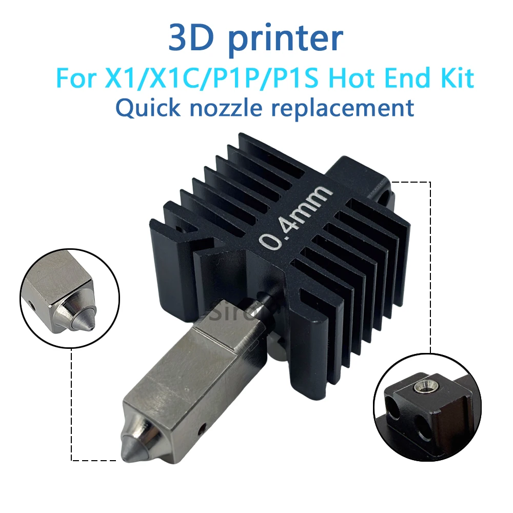 For Bambu Lab X1C P1 X1 P1P Upgrade Hotend Hardened steel Nozzle Integrated Design Prevents Material Leakage For bambulab Hotend