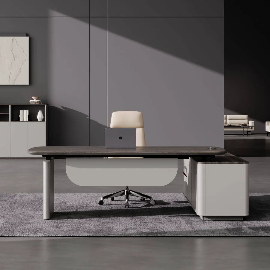 Adjustable Height Modern High-End Boss Desk Creative Standing Lift Office Furniture Wood Panel Style Durable For Office Building