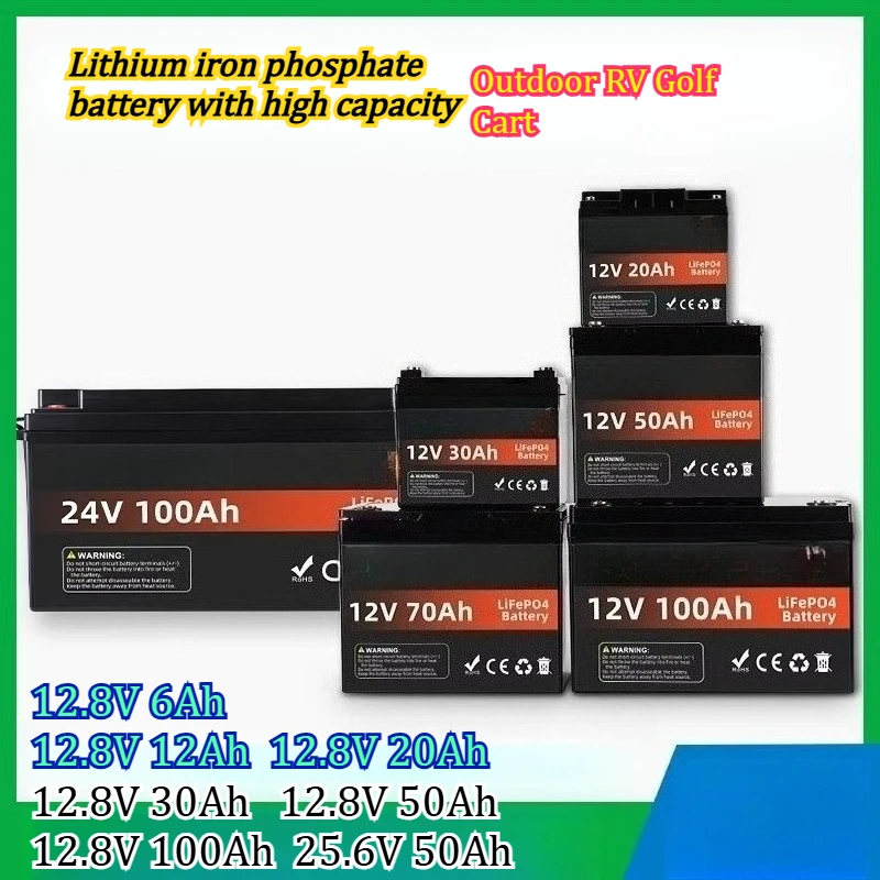 

12.8V100Ah Lithium Iron Phosphate Battery Large Capacity Positive and Negative Outdoor RV Golf Cart Long-lasting Battery Pack