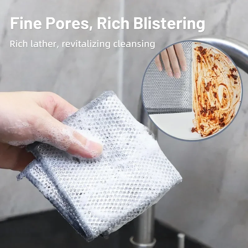 24/1Pcs New Magic Cleaning Cloth Double -sided Metal Steel Wire Rags Multi-purpose Kitchen Dish Pot Cloth Towels Scouring Pads